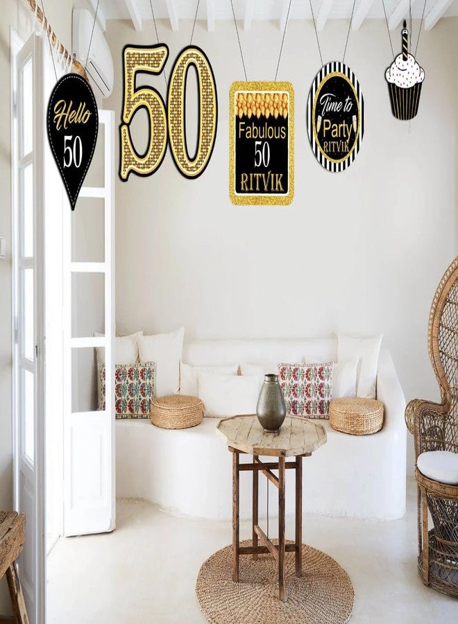 ثيم ماي بارتي زينة عيد ميلاد مخصصة لحفلتي الخمسين | زينة عيد ميلاد الخمسين | عبوة من 6 قطع - Image 1